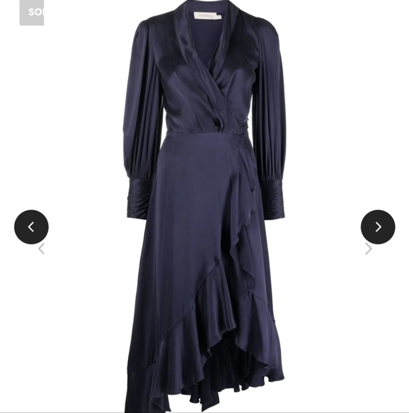 Zimmermann Black Silk Wrap Ruffle Midi dress size 1/4-6 US - Picture 1 of 16